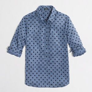 J. Crew polka dot jacquard blouse