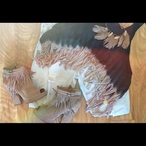 Nine West Fringe Suede Booties