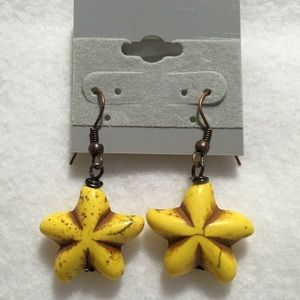 Yellow Magnesite Starfish Earrings