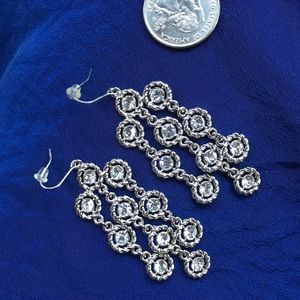 Silver & rhinestone dangly earrings