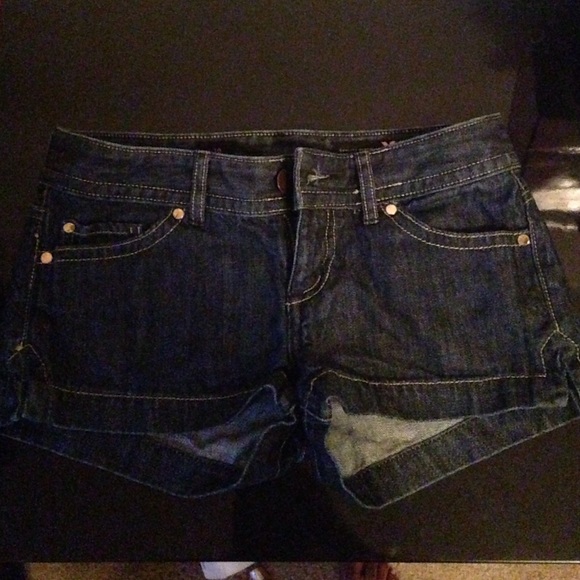 Dark denim mini shorts