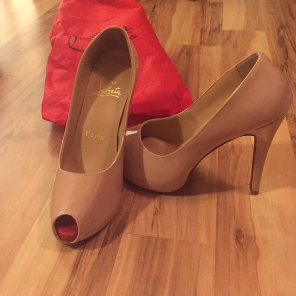 NOT Christian Louboutin nude peep toe pumps