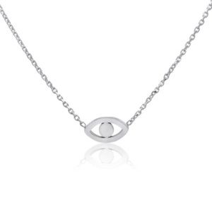 14k White Gold Evil Eye Necklace
