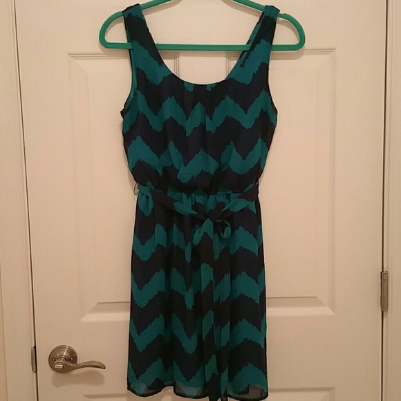Teal and Navy chevron dress - Picture 1 of 4