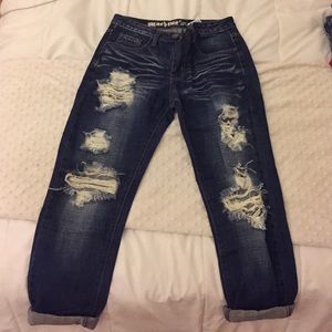ripped denim mom jeans