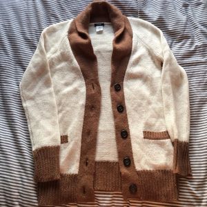 J. Crew cream and tan cardigan