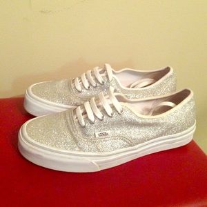 Sparkly silver Vans