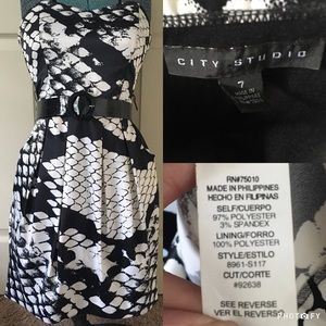 Black/White Snakeskin Strapless Formal/Party Dress