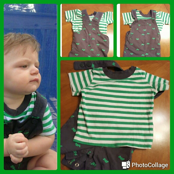 Carter's Size 6 Months Green Tshirt and Overalls