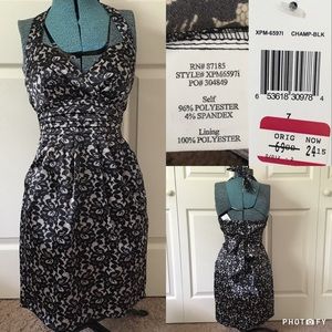 Black/Champagne Printed Halter Formal/Party Dress