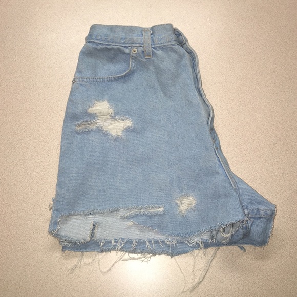 Vintage Light Blue Denim High Waisted Shorts. - Picture 2 of 3