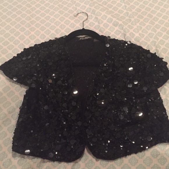Bestey Johnson Black Sequin Capelet - M