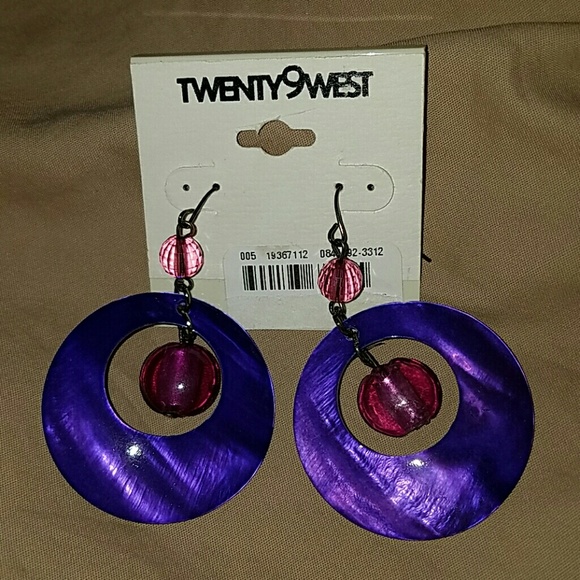 New, never worn, pink and purple earrings