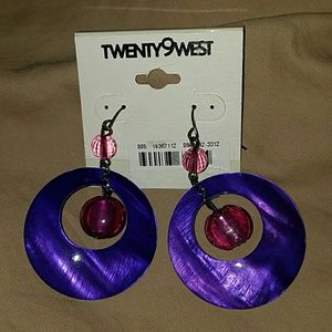 New, never worn, pink and purple earrings