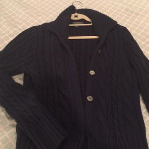Ralph Lauren Navy Cable Button Boyfriend Sweater L