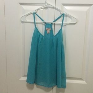 Aquamarine spaghetti strap racerback v-neck tank