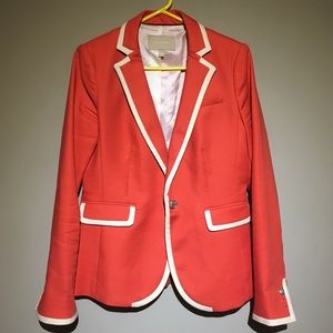 Coral blazer with cream trim