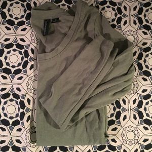 Cynthia Rowley Long Sleeve Olive Green Tee, Size S