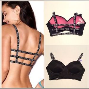 PINK VS Black Caged Bralette
