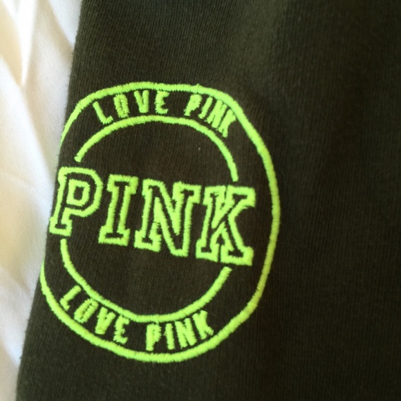 VS Pink Green Neon Half Zip Hoodie - Picture 2 of 4