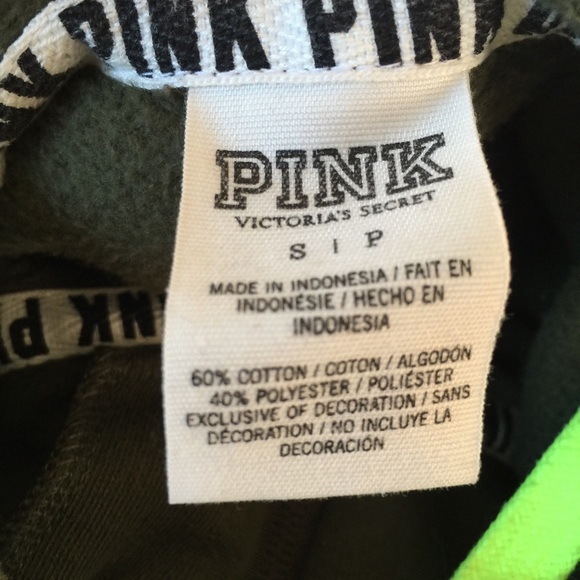 VS Pink Green Neon Half Zip Hoodie - Picture 4 of 4