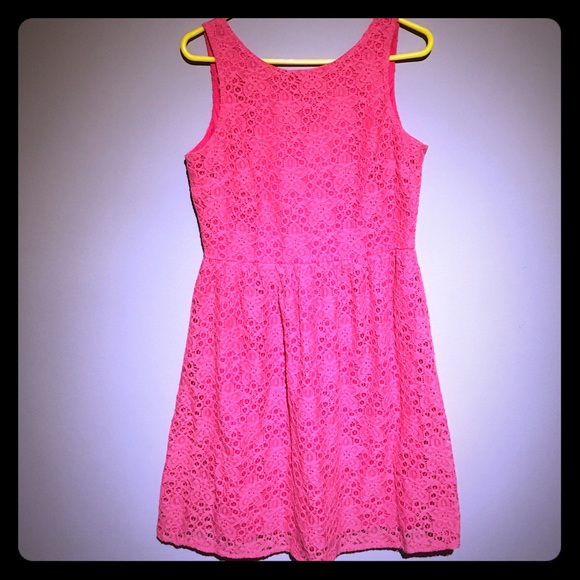 Hot pink lace dress