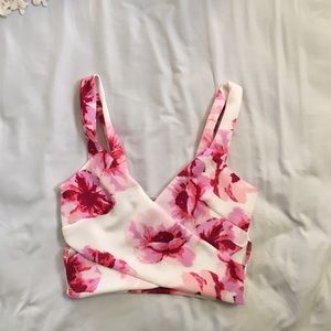 Charlotte Russe Floral Crop Top with Side Cutouts