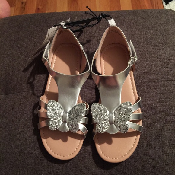 Kids silver butterfly sandals