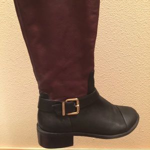 Vince Camuto, black and brown boots.