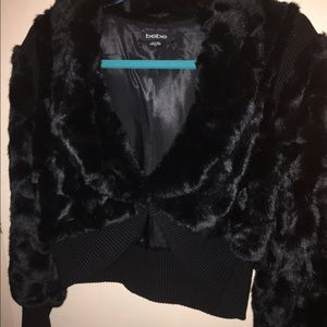 Bebe black short fur jacket!