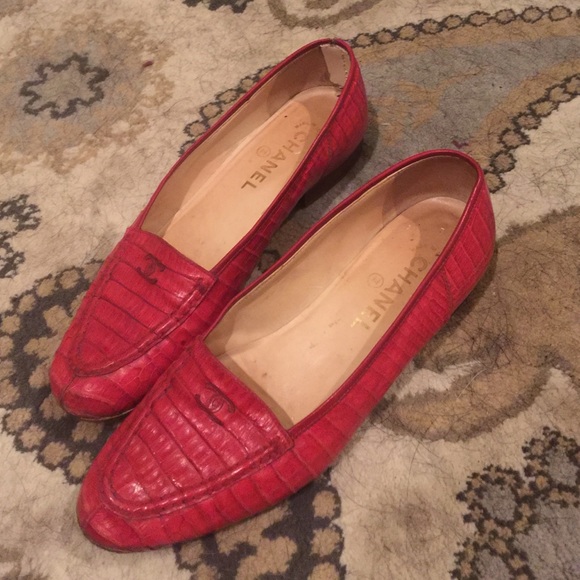Vintage, Newly resoled red Chanel loafers!!