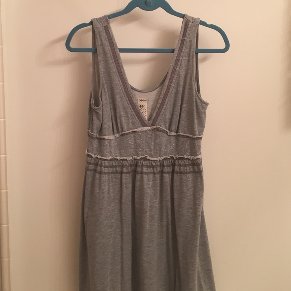 Free People smocked grey sweatshirt dress L