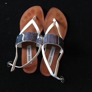 White and Silver Steve Madden Sandals