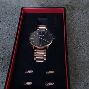 Rose gold watch by Mvmt watches