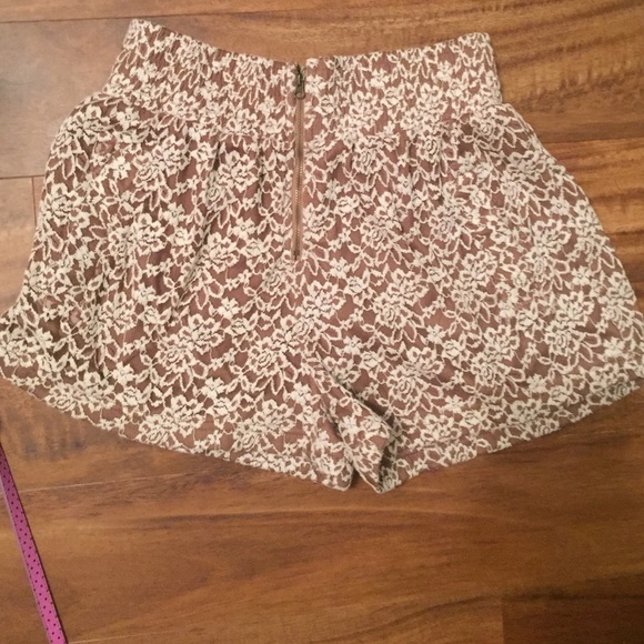 Brown and white lace shorts