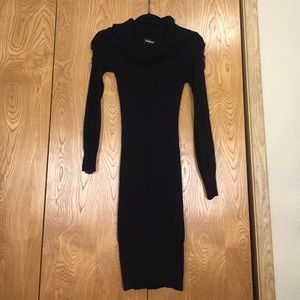 Black Bebe long sweater dress mesh sleeves size s
