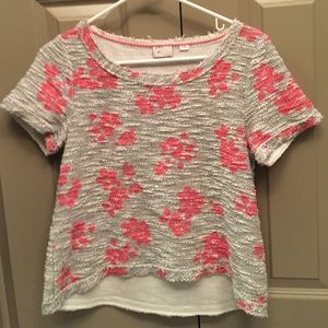 Anthropologie Nubby Cropped Short Sleeve Top