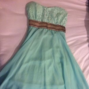 Mint green high low dress