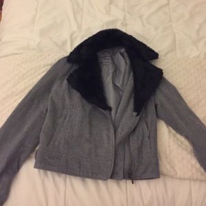 aeropostale black fur grey jacket