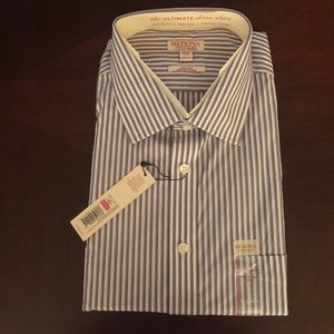 Mens   long sleeve blue  pinstripe  dress shirt