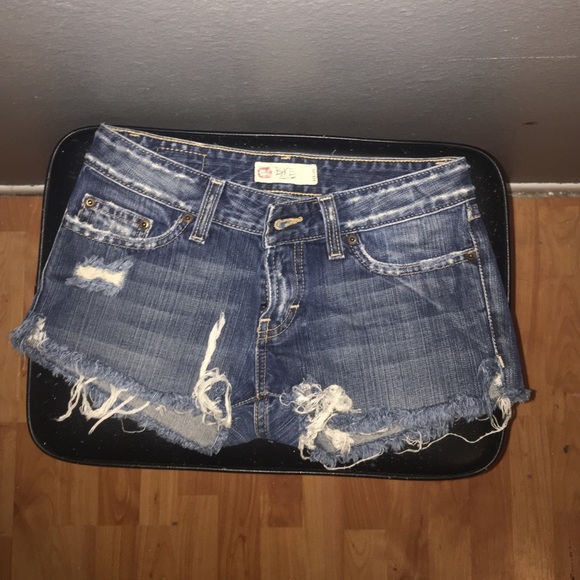 BKE denim ripped shorts