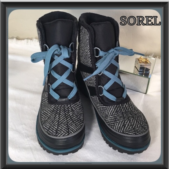 Sorel Shoes - SOREL Brand New Black Herringbone & Turquoise Boot