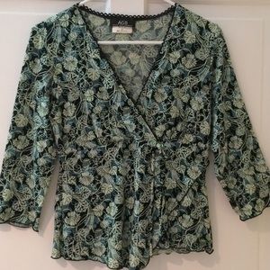 Quarter sleeve wrap blouse