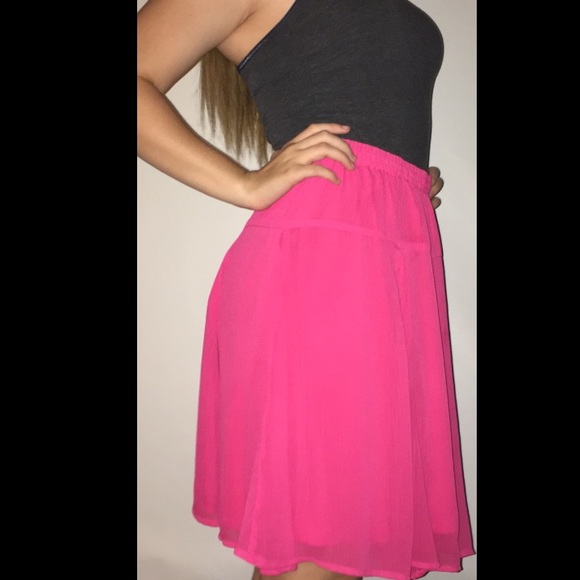 Long hot pink skirt