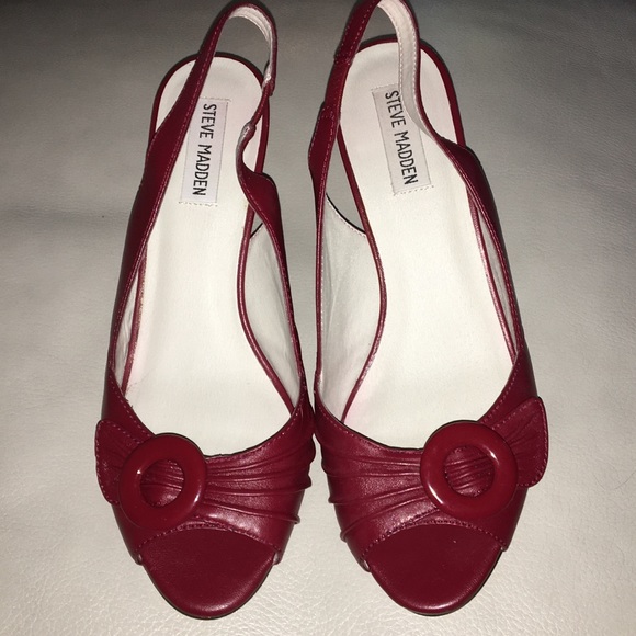 Red Steve Madden Peep Toe Sling Back Pumps - Picture 1 of 4