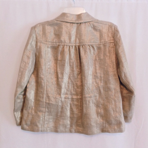 💕Metallic Gold Linen Jacket - Picture 3 of 4