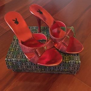 Vintage Red Giltter PLAYBOY bunny High Heel Shoes
