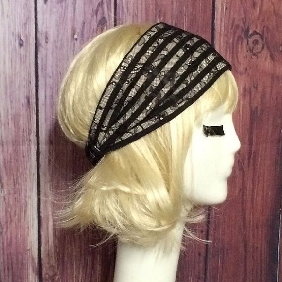 Lace / striped knit headband - Picture 2 of 6
