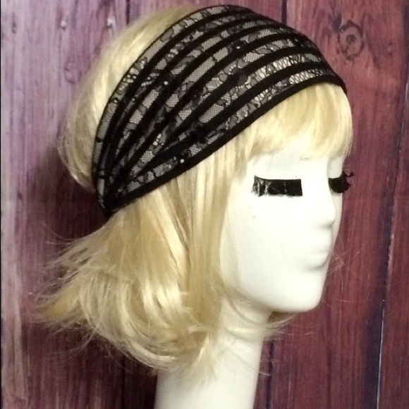 Lace / striped knit headband - Picture 3 of 6