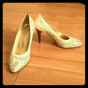 White leather heels